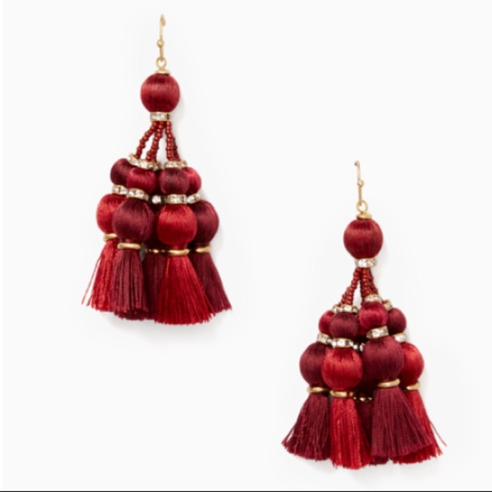 Kate’s Spade ♠️ NWT Dark Red Tassel Earrings - Picture 2 of 7